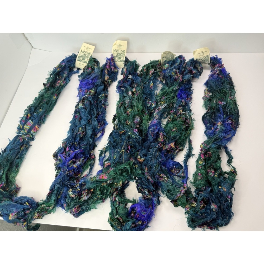 Great Adirondack Yarn Lot 4 Blueberry Nylon Viscose Wool Green Blue Hand Dyed